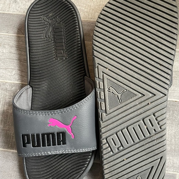 Puma Women's Cool Cat Gray Pink Sports Slides Sandal Slip On Size 9 - Picture 2 of 3